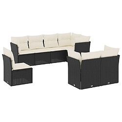 Maison Chic Salon de jardin 8 pcs avec coussins | Ensemble de Table et chaises | Mobilier d'Extérieur noir résine tressée -GKD53611