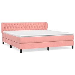 Maison Chic Lit Adulte - Lit simple Lit à sommier tapissier avec matelas moelleux - Meuble de Chambre - Rose 160x200 cm Velours -MN26385