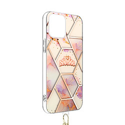 Avizar Coque Apple iPhone 13 Pro Max Motif géométrique avec Cordon Amovible rose gold