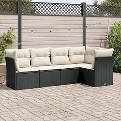 Maison Chic Salon de jardin 5 pcs avec coussins | Ensemble de Table et chaises | Mobilier d'Extérieur noir résine tressée -GKD11275