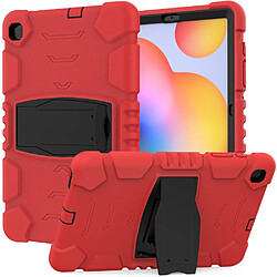 Coque en TPU antichoc avec béquille rouge/noir pour votre Samsung Galaxy Tab S6 Lite P610