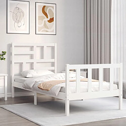 Avis Maison Chic Lit adulte - Cadre Structure de lit avec tête de lit Contemporain blanc 90x200 cm bois massif -MN63434