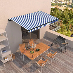 Maison Chic Store banne | Auvent rétractable de porte | Marquise Brise-soleil automatique 450x350 cm Bleu et blanc -GKD84265