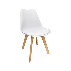 Acheter Lot de 6 chaises scandinaves, blanches pieds bois | sweeek