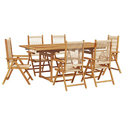 vidaXL Ensemble à Manger de jardin 7 pcs beige polypropylène et bois