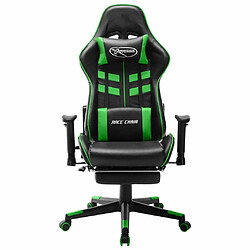 Maison Chic Chaise de jeu, Chaise gaming avec repose-pied, Fauteuil gamer,Chaise de Bureau Noir et vert Cuir artificiel -GKD83421