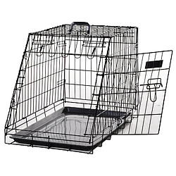 Pawhut Cage de transport pour chien taille L dim. 76L x 48l x 55H cm métal noir