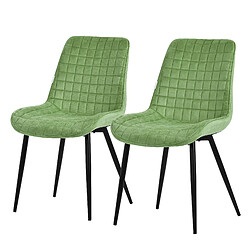 ML-Design Lot de 2 Chaises de Salle à Manger, Sauge, Assise en Velours avec Pieds Métalliques Noirs