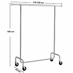 Acheter Portant à vêtements, Charge Max,130 kg, Télescopique, Réglable, avec roulettes, Mètal chromé HSR11S SONGMICS