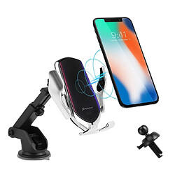 Chrono Chargeur de voiture sans fil Détection tactile rétractable automatique Charge rapide Détection tactile Compatible avec iPhone, Samsung + More (Argent)