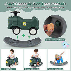 Avis Helloshop26 3 en 1 cheval à bascule convertible enfants en forme train avec planche d'equilibre jouet à bascule avec basculement 40° charge 50kg pour enfants de 18-72 mois 20_0001501