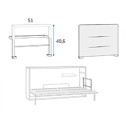 Inside 75 Composition armoire 3 portes 6 tiroirs + lit 90 x 190 escamotable horizontal bibliothèque avec plateau bureau pas cher