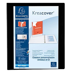 Exacompta Classeur PP personnalisable Kreacover - 4 anneaux en D 30mm - A4 maxi - Noir - Lot de 6