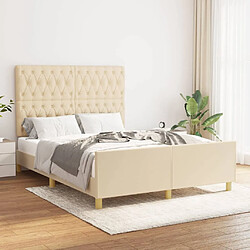 Maison Chic Lit adulte - Cadre Structure de lit avec tête de lit Contemporain Crème 140x200 cm Tissu -MN90958