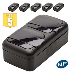 Lot de 5 double prise 2P+T étanche IP54- Viko by Panasonic - Noir - NF