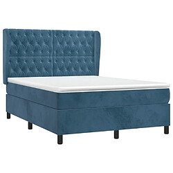 Avis Maison Chic Lit Adulte - Lit simple Lit à sommier tapissier et matelas moelleux - Meuble de Chambre - Bleu foncé 140x200cm Velours -MN12528