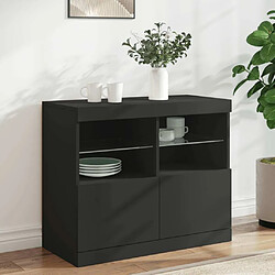 Maison Chic Commode Buffet - Meuble de rangement avec lumières LED noir 81x37x67 cm -GKD76884