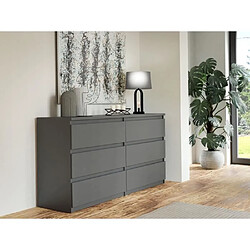 Cstore Commode - CHELSEA - 6 tiroirs - Anthracite - 154 x 42,2 x 79,9 cm