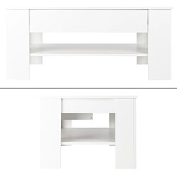 Ecd Germany Table basse blanc de salon table d'appoint canapé élégante moderne 110x48x65 cm