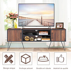 Helloshop26 Meuble tv avec 2 portes pour téléviseurs jusqu'à 152,4 cm support de télévision avec étagère réglable pour salon chambre 20_0004914 pas cher