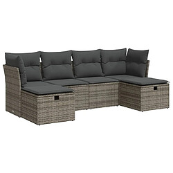 vidaXL Salon de jardin 6 pcs avec coussins gris résine tressée