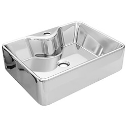 vidaXL Lavabo avec trou pour robinet 48x37x13,5 cm Céramique Argenté