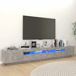 Maison Chic Meubles TV avec lumières LED - Banc TV pour salon Gris béton 260x35x40 cm -MN57884