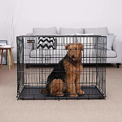 Feandrea Cage pour Chien 2 Portes Pliable et Transportable avec Poignées et Plateau Noir XXL 106 x 70 x 77,5 cm PPD42H