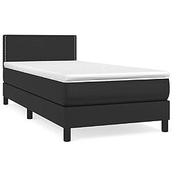 vidaXL Sommier à lattes de lit avec matelas Noir 90x200 cm Similicuir