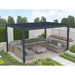 Vente-Unique Pergola bioclimatique autoportante en aluminium avec lames orientables 12 m² anthracite - CASSAPIA pas cher