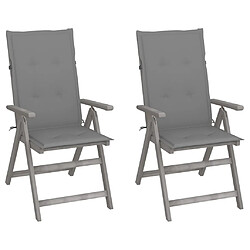 vidaXL Chaises inclinables de jardin lot de 2 et coussins Bois acacia