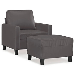 vidaXL Fauteuil avec repose-pied Gris 60 cm Similicuir