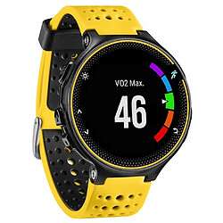 Avis Bracelet en silicone trous ronds bicolores jaune/noir pour votre Garmin Forerunner 220/230/235/620/630