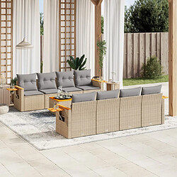 Maison Chic Salon de jardin avec coussins 9 pcs | Ensemble de Table et chaises | Mobilier d'Extérieur beige résine tressée -GKD20310