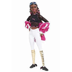 Barbie Signature Poupée de Collection Puma aux Cheveux Tressés, Veste Rose et Haut Noir, Jouet Collector, FJH70