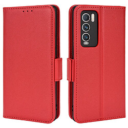 Etui en PU texture litchi avec support, rouge pour votre Realme GT Explorer Master