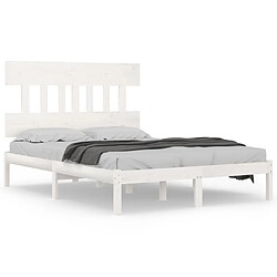 Maison Chic Lit adulte - Lit simple Cadre de lit,Structure du lit Contemporain Blanc Bois massif 120x200 cm -MN83501