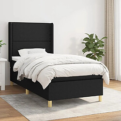 Maison Chic Structures de lit + matelas,Lit à sommier tapissier avec matelas Noir 90x190 cm Tissu -MN15737