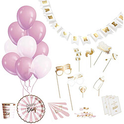 Party Time Kit décoration pour baby shower 46 pièces rose.