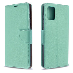 Wewoo Housse Coque Pour Galaxy A71 Litchi Texture Pure Color Horizontal Flip PU en cuir avec support et fentes cartes et portefeuille et lanière vert