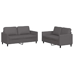 Maison Chic Ensemble de canapés 2 pcs avec coussins, Canapé droit Sofa pour Salon Gris Similicuir -GKD772954