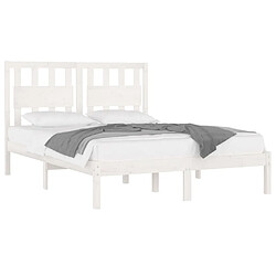 Avis Maison Chic Lit adulte - Lit simple Cadre de lit,Structure du lit Contemporain Blanc Bois de pin massif 140x190 cm -MN29483