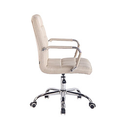 Avis Decoshop26 Fauteuil de bureau sur roulettes hauteur réglable pivotant accoudoirs en PVC crème 10_0002472