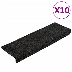 vidaXL Tapis de marches d'escalier 10 pcs Noir 65x21x4 cm Aiguilleté