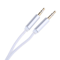 Avis 1 m 3,5 mm mâle à mâle auxiliaire auxiliaire audio câble audio nylon tresse nouveau blanc