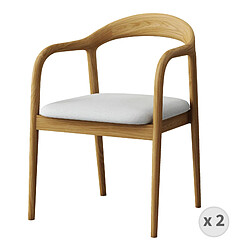 Moloo TITO-Fauteuil de table Lin naturel Ecru et Frêne massif (x2)