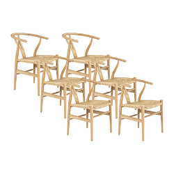 Vente-Unique Lot de 6 chaises en teck et paille - Naturel - POGIANA 