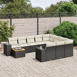 Maison Chic Salon de jardin 11 pcs avec coussins, Ensemble Tables et chaises d'extérieur noir résine tressée -GKD214861