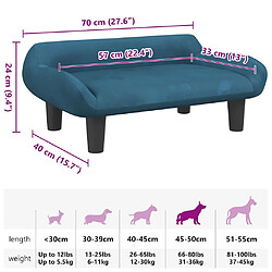 vidaXL Lit pour chien bleu 70x40x24 cm velours pas cher