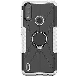 Coque en TPU 2-en-1, anti-empreintes digitales avec béquille pour votre Motorola Moto E7 Power - blanc